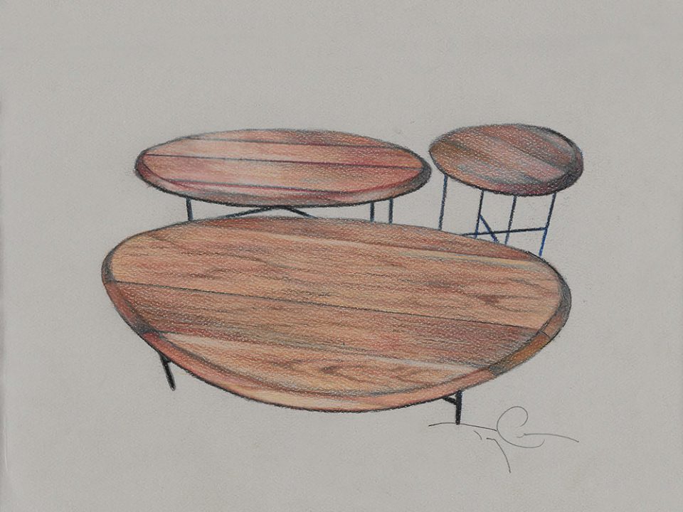 drawing of a group of tables