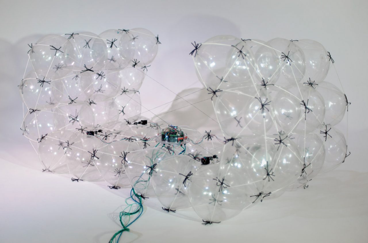 A group of interconnected inflatable bubbles