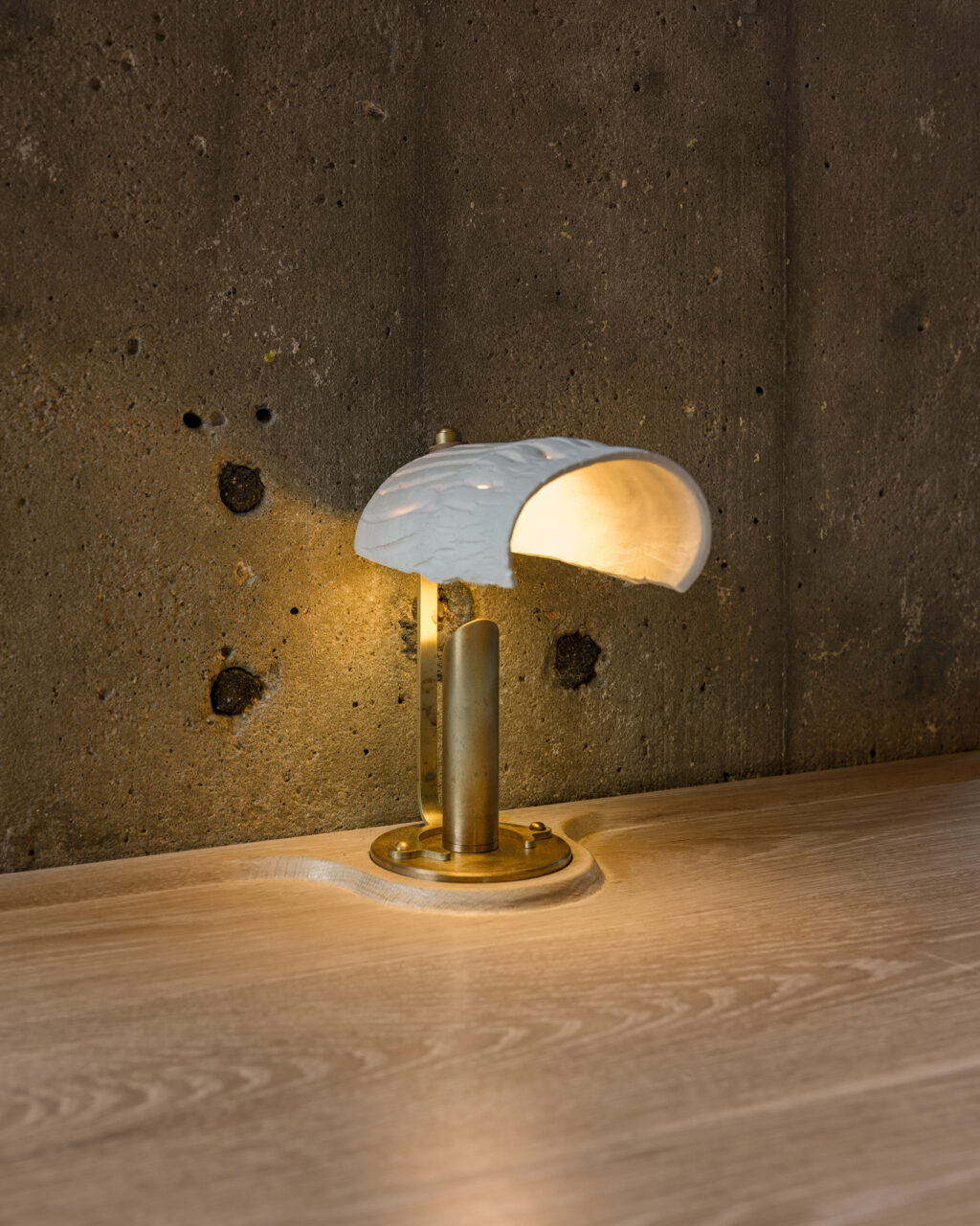 lamp on wood table