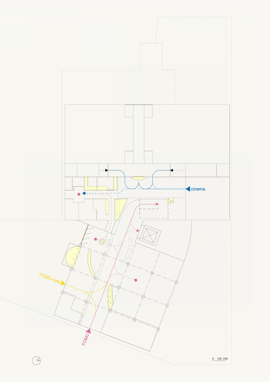 A floorplan of the FOMU entrance shows the new lobby designed by i.s.m.architecten