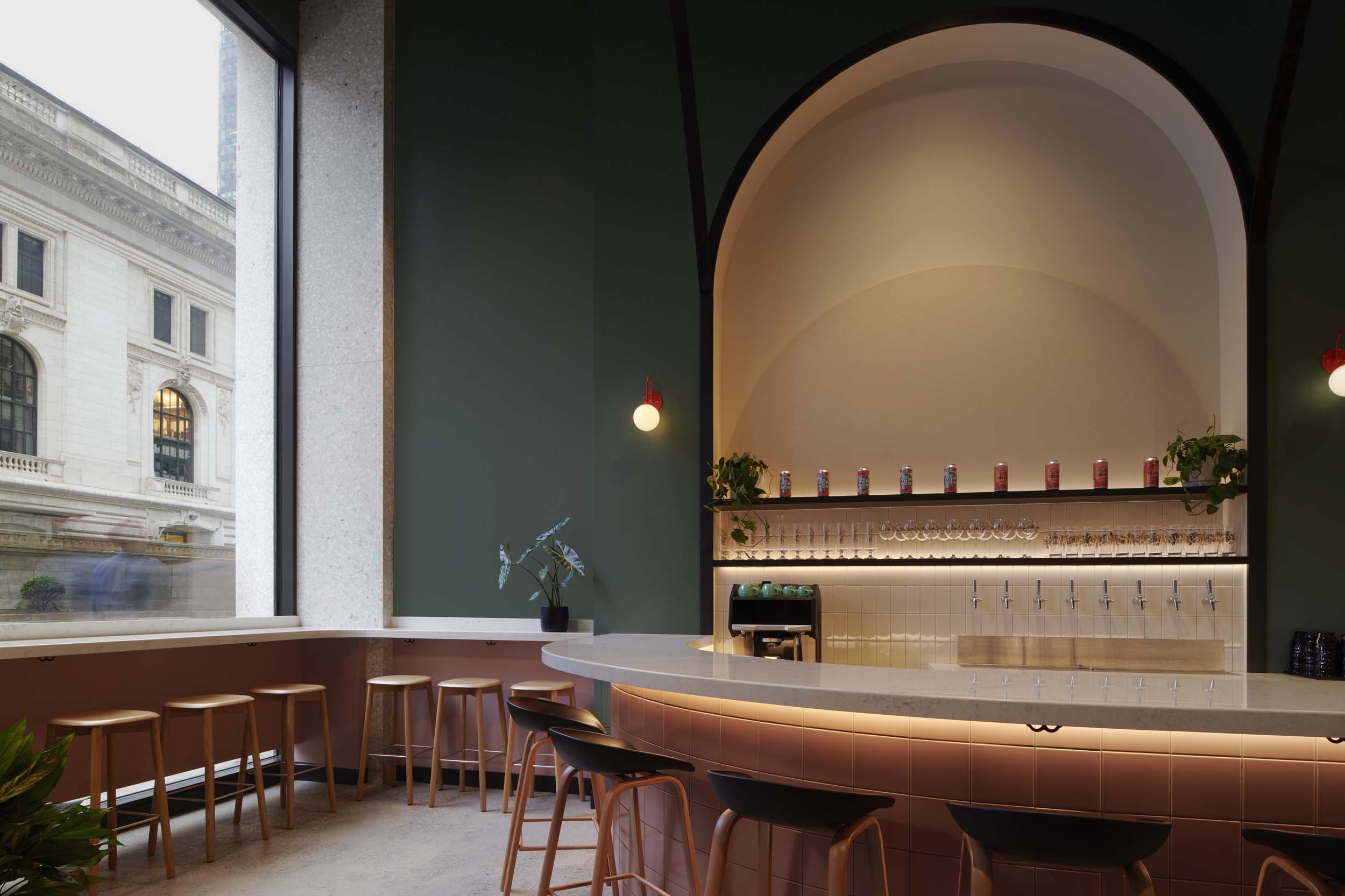 The Talea taproom in Midtown has floor-to-ceiling windows