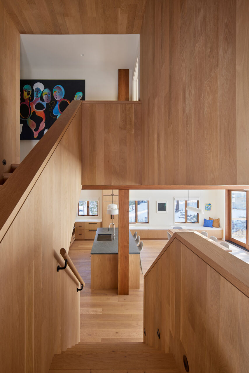 A wood-clad staircase at Pennyroyal by Obata Noblin