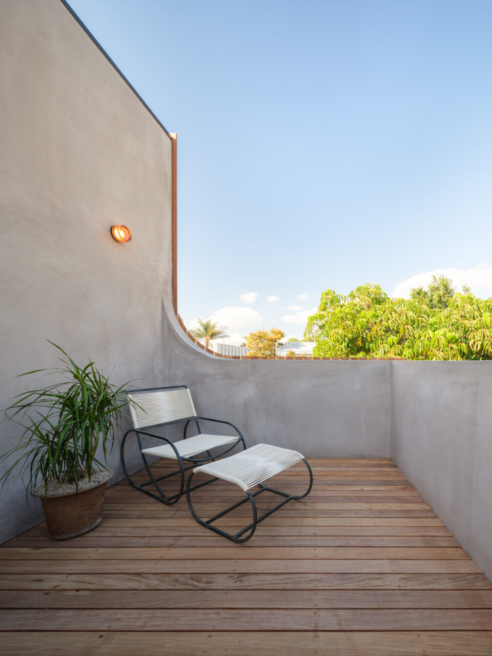 A deck lies at the top of the offset ADU