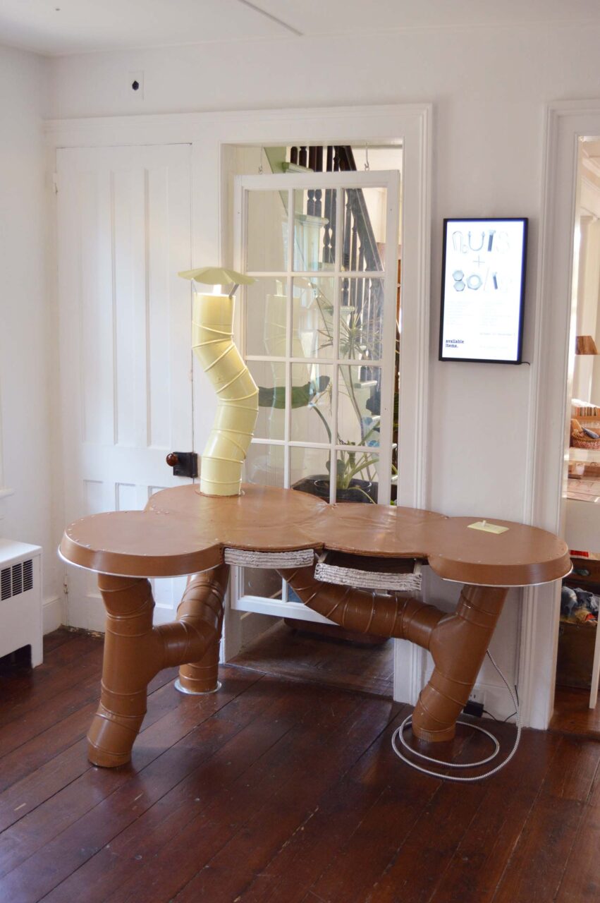 A table from Jesse Groom made of HVAC ductwork