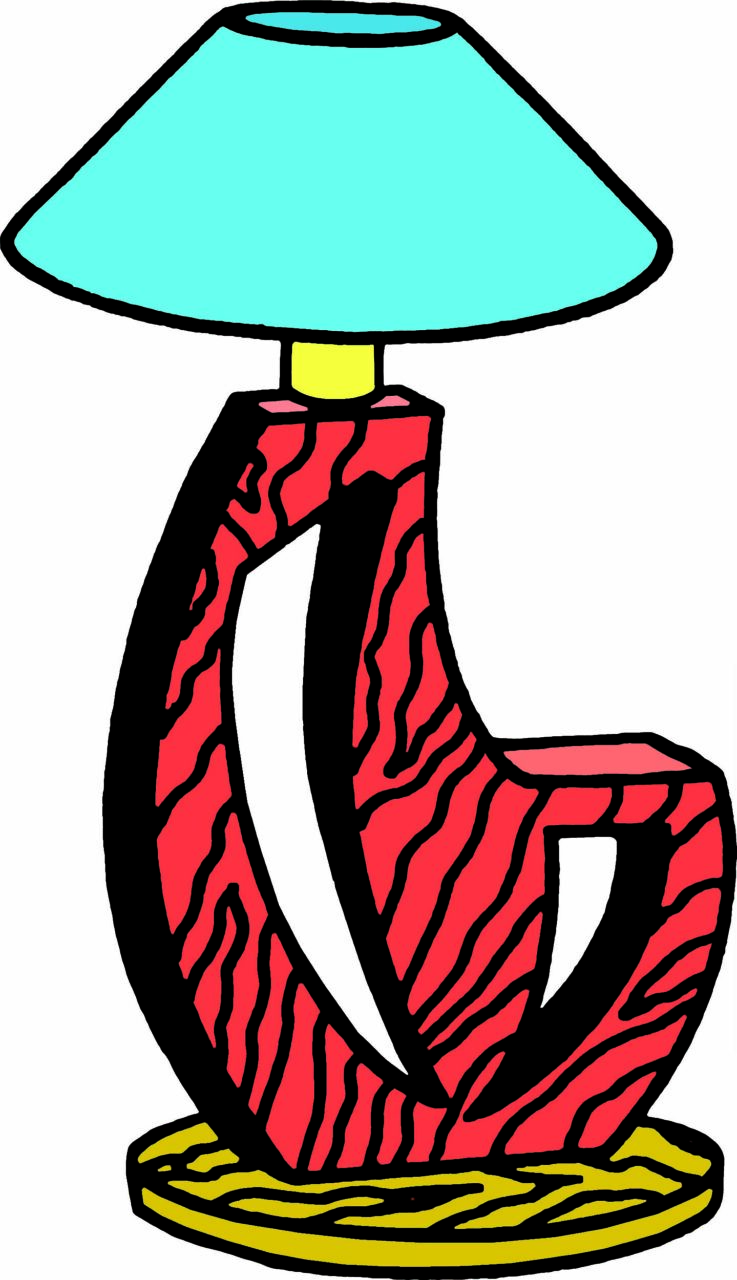 A colorful and sculptural lamp, drawn by Elizabeth Goodspeed