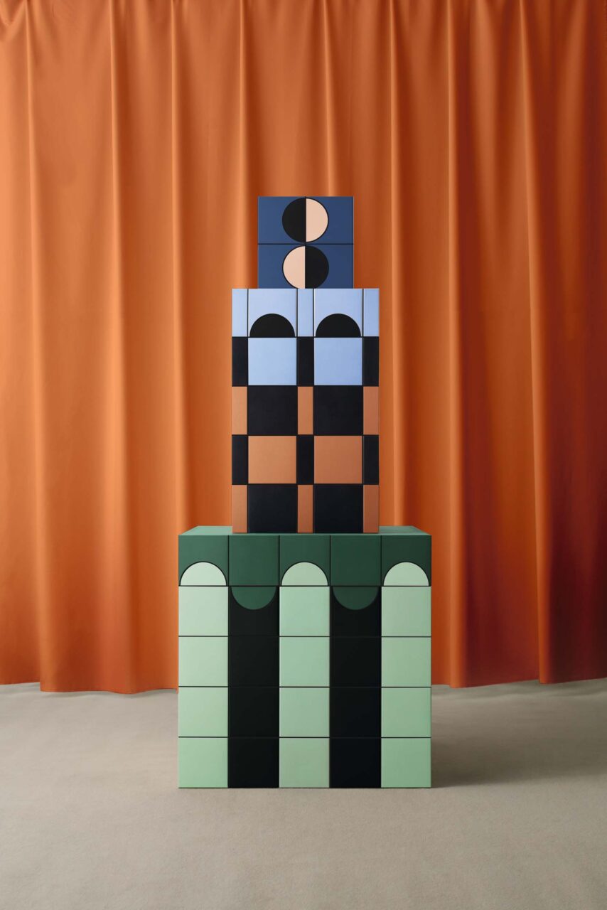 A tower of colorful tiles from Cersaie 2024