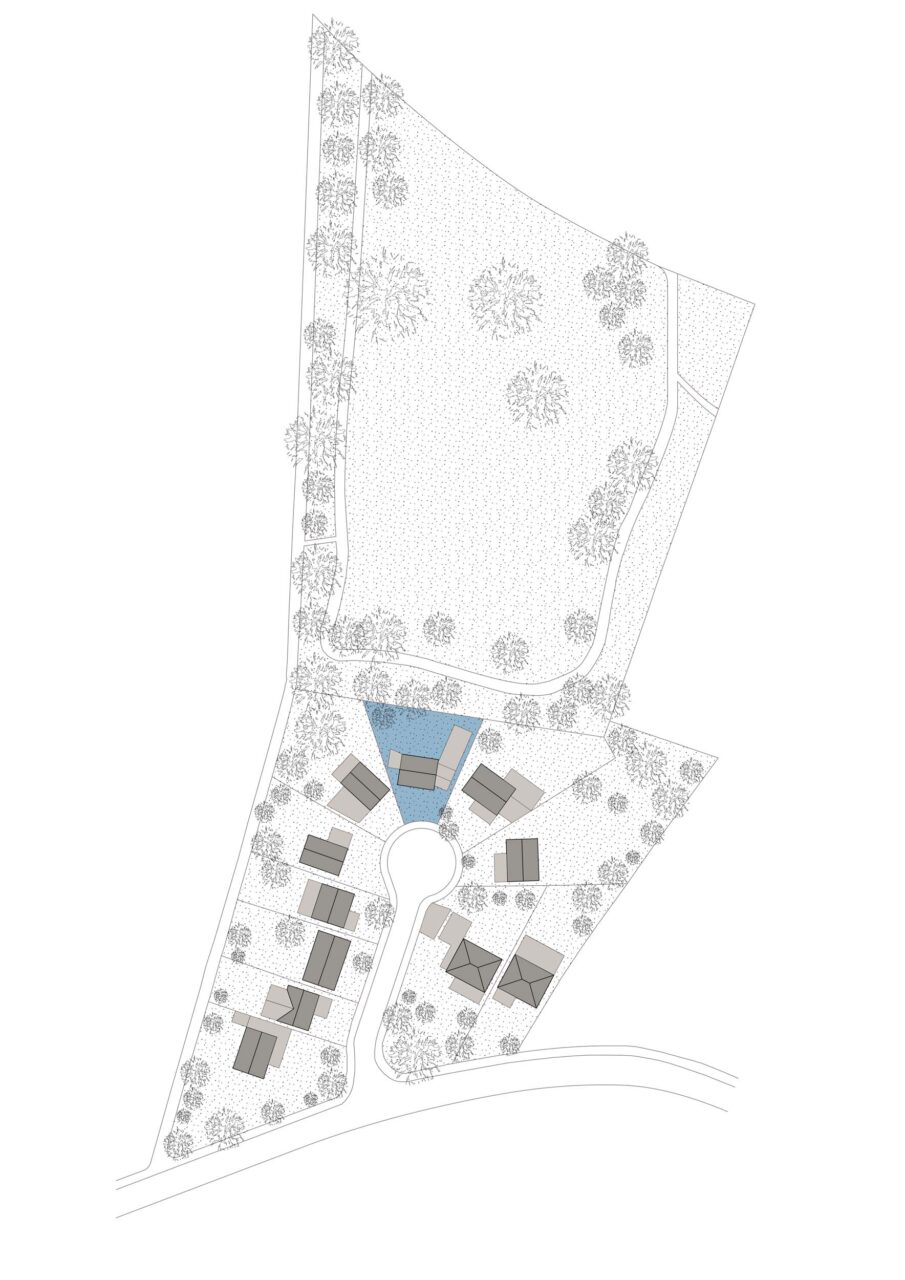 Plan of the triangle house in context
