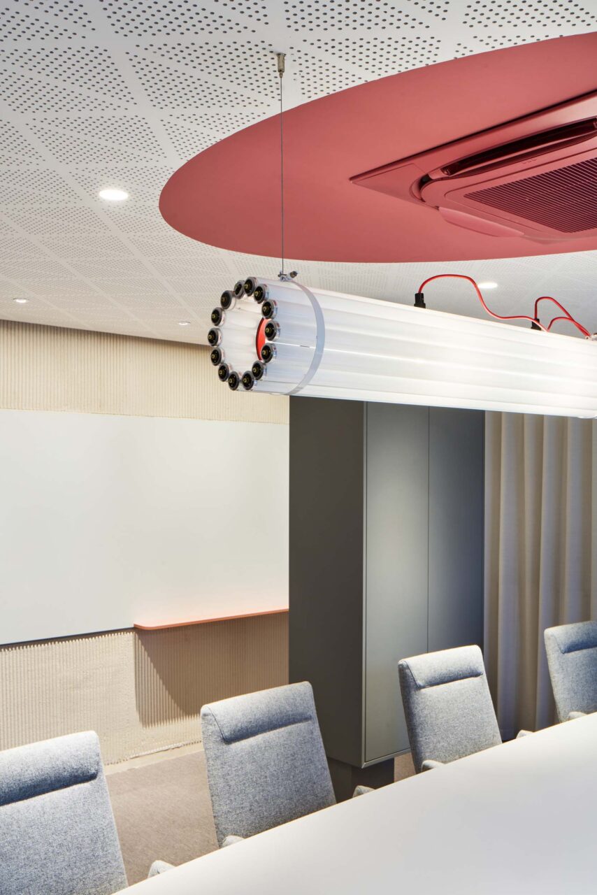The VDK office includes edgy lighting choices