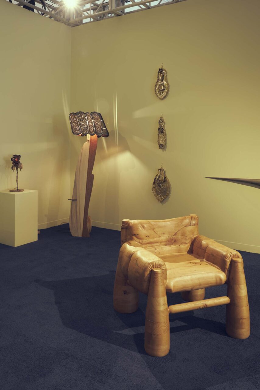 A chair made from lumber at Design Miami