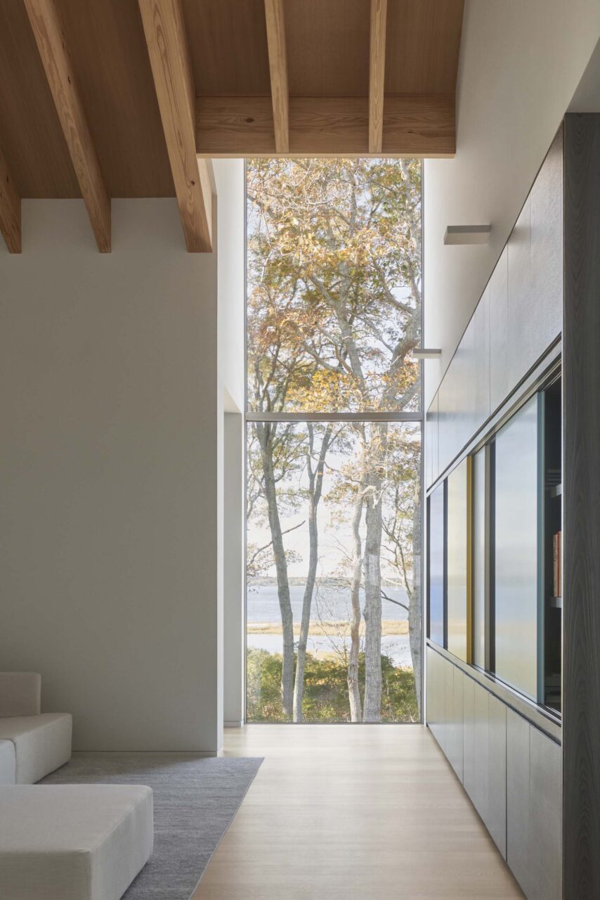 Desia Chia add wooden beams to a home in Shelter Island