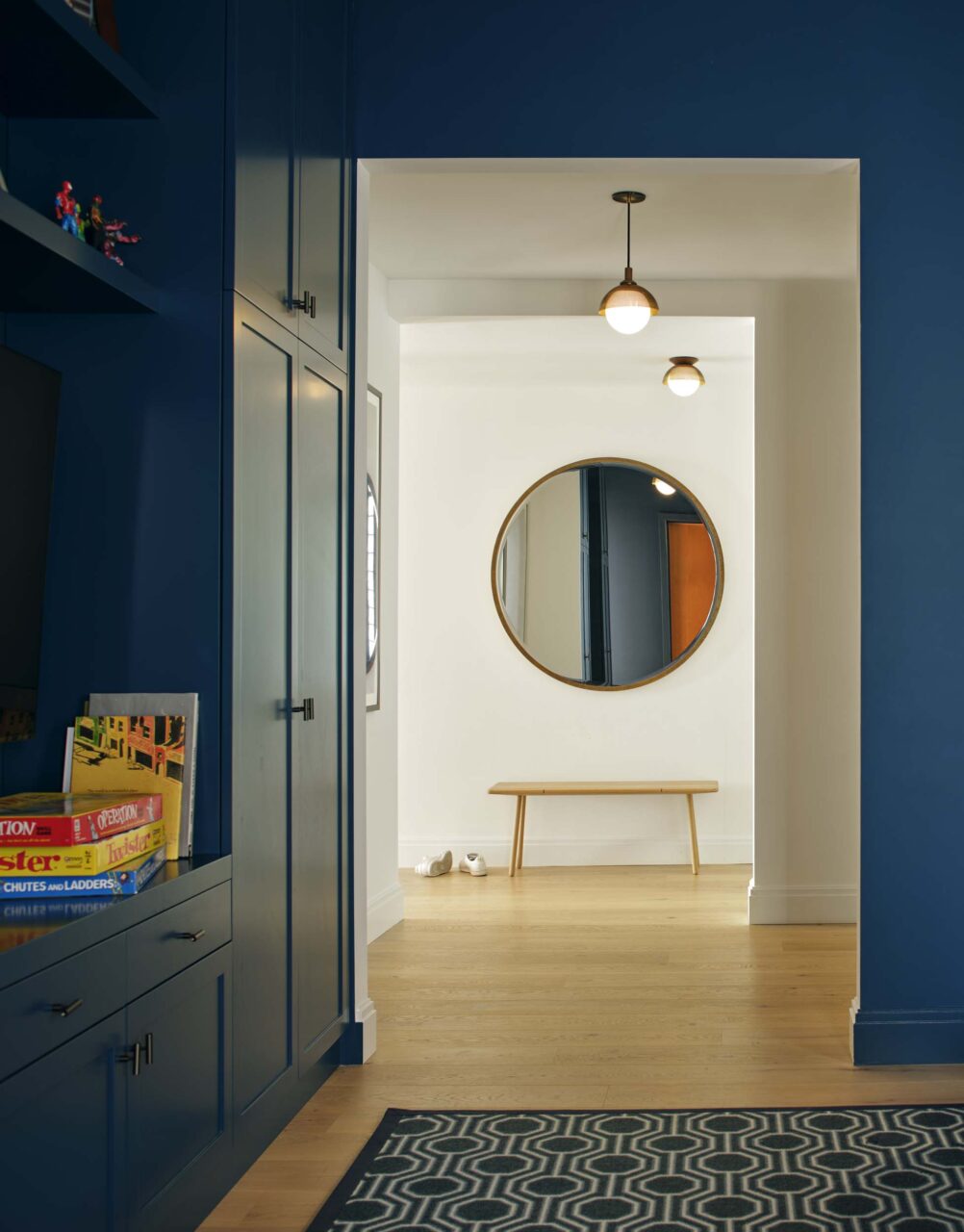 blue custom built-ins from Sarah Jacoby Architect