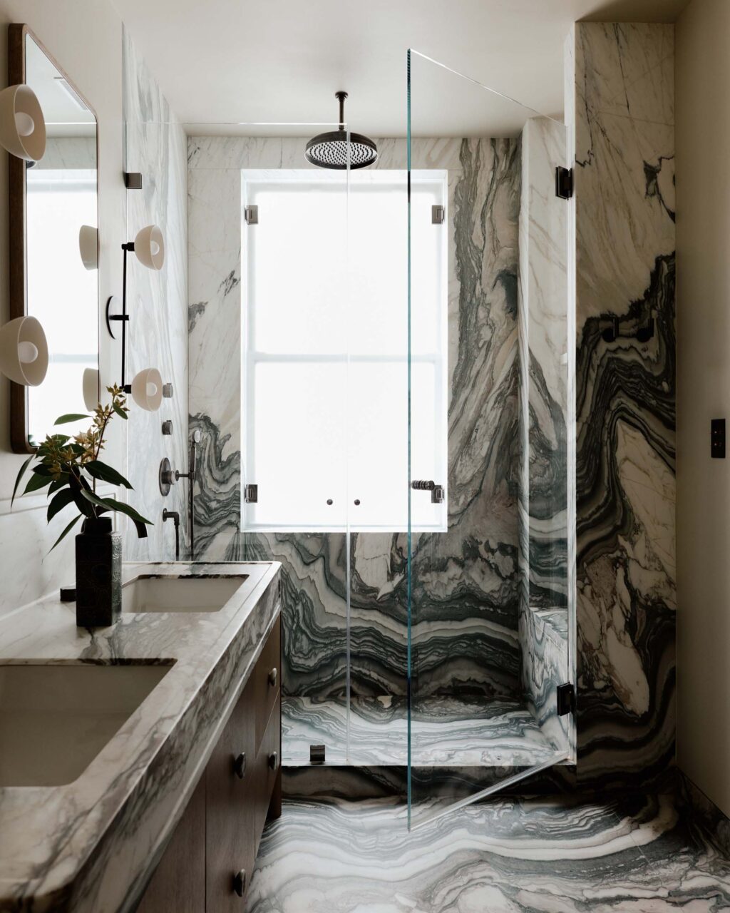 Stone-clad bathroom