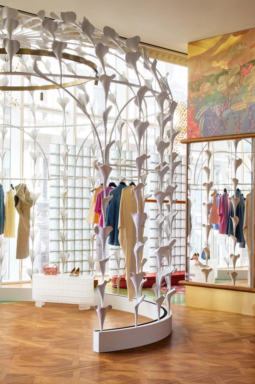 sculptures in shopping store