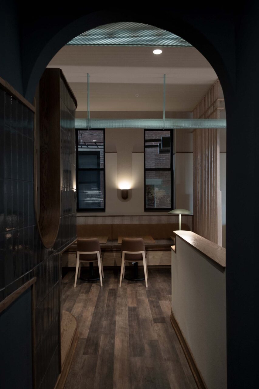 noodle-like lights in restaurant