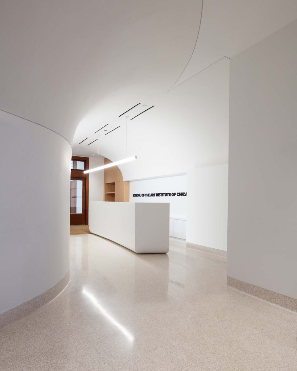 vaulted ceiling in lobby for art students