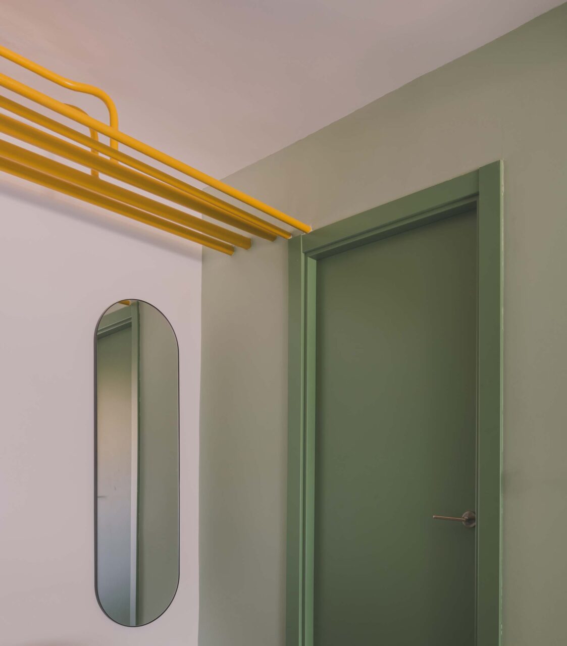 warehouse apartment with exposed pipes