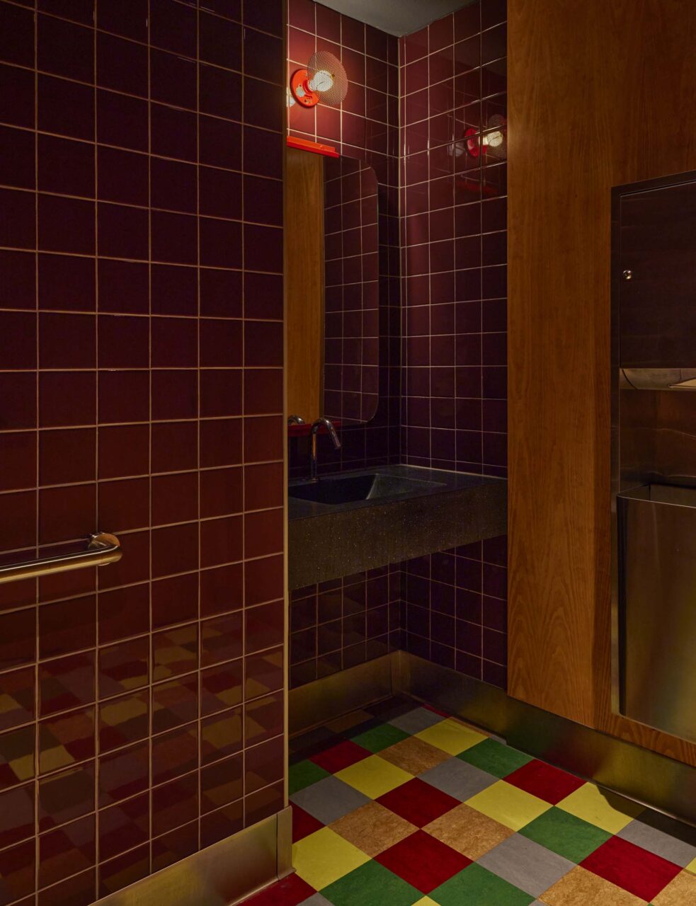 Commune Design clad bathroom with funky tiles