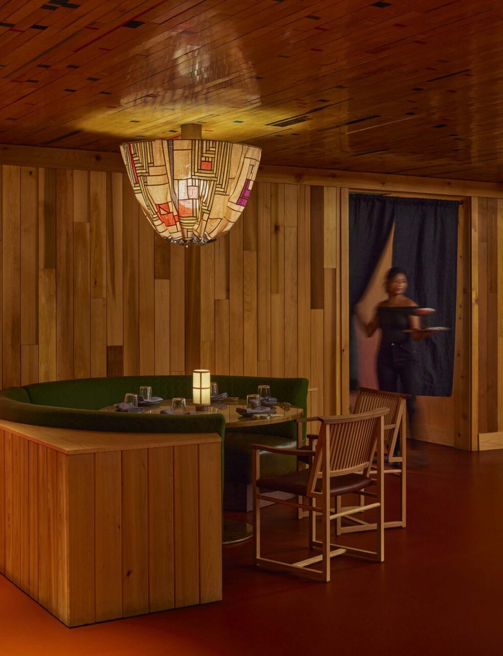 wooden planks used in a bar and record room