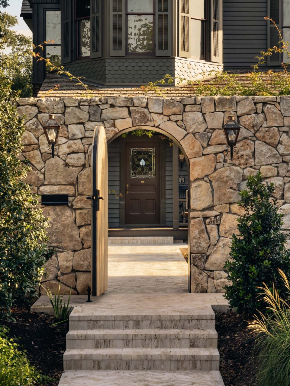 Entry to a historic home in Texas