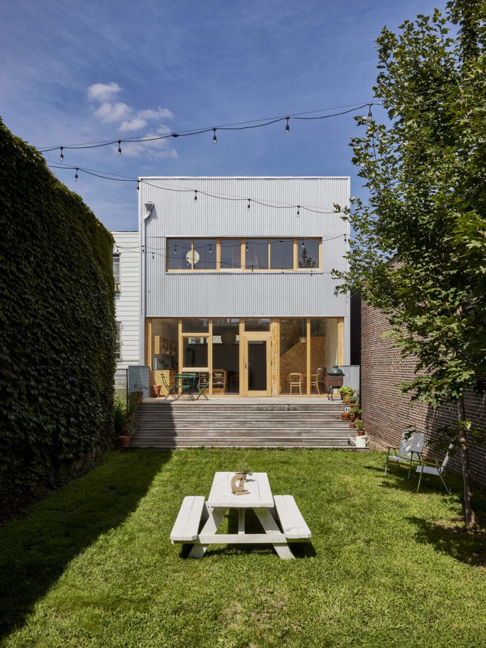 rear facade of an updated home in long island city
