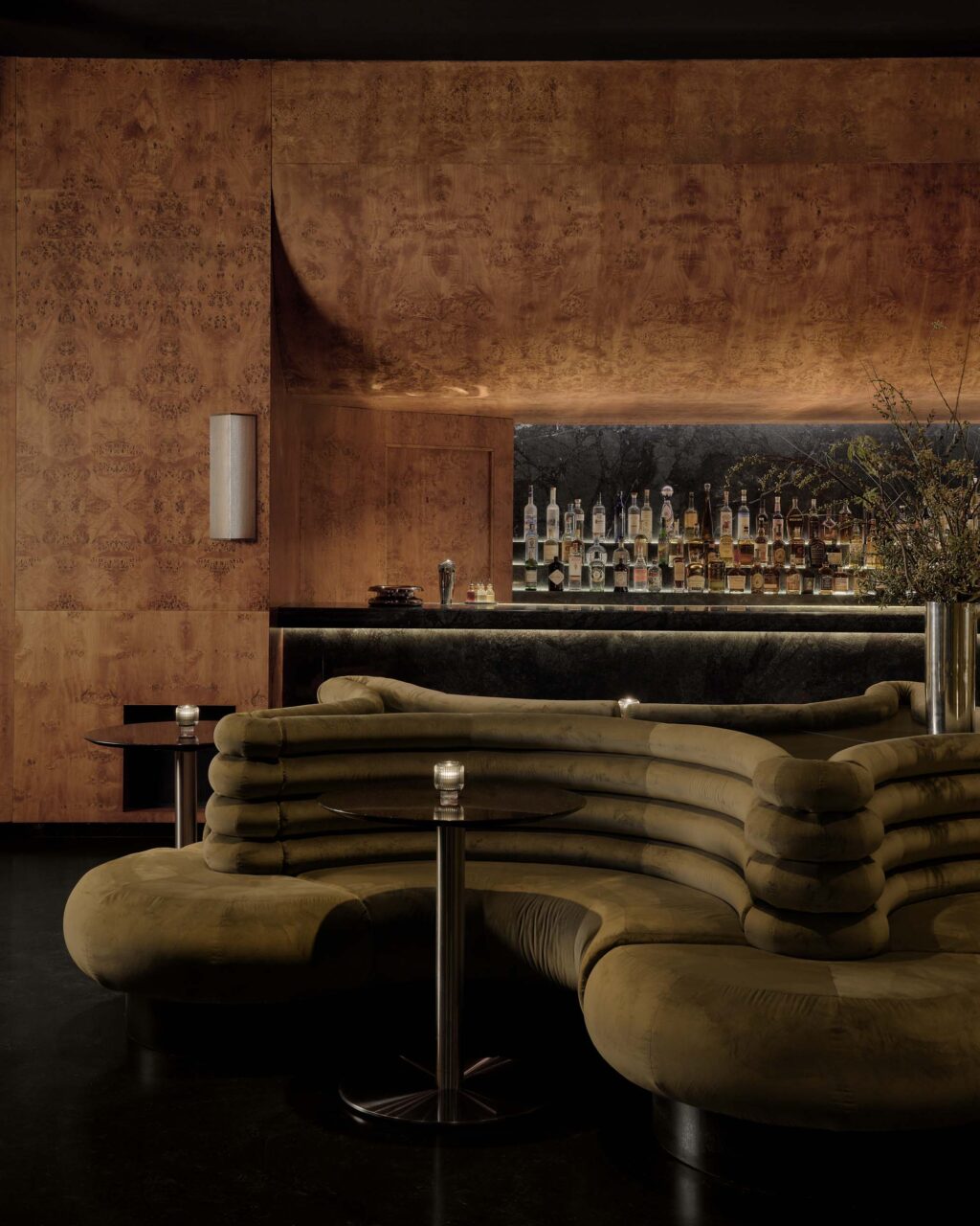 curvilinear sofas at club