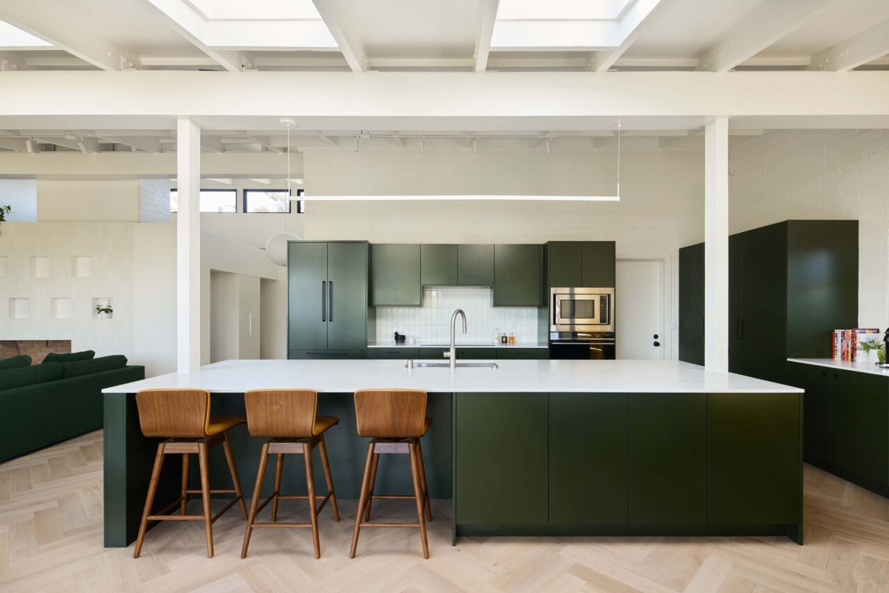 kitchen with olive green cabinets