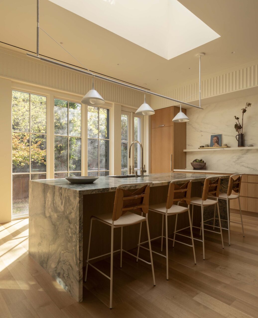 kitchen in brooklyn townhouse under skylight