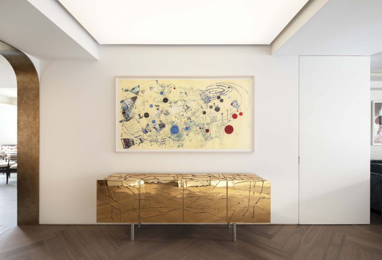 gold credenza in foyer