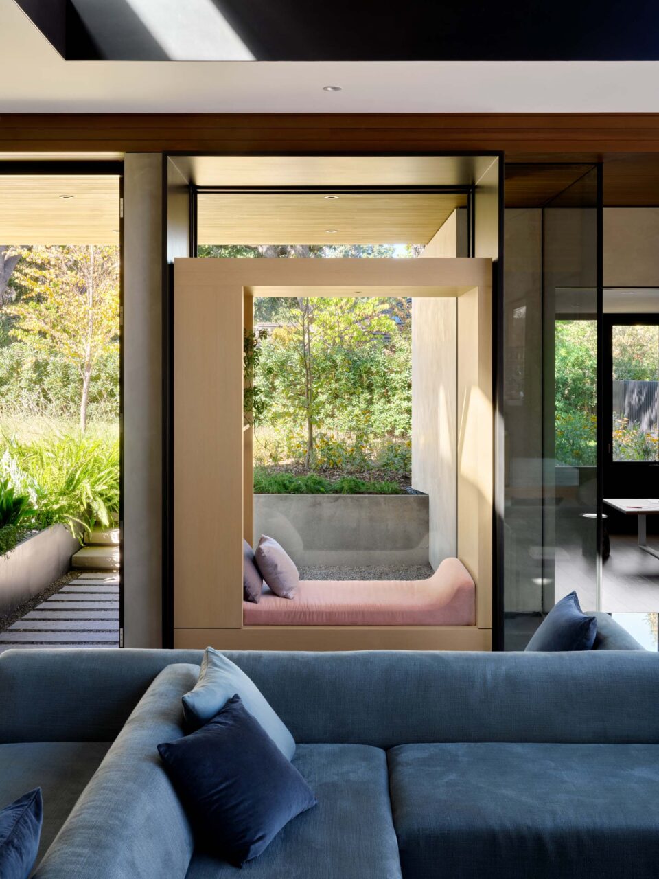 living room with reading nook