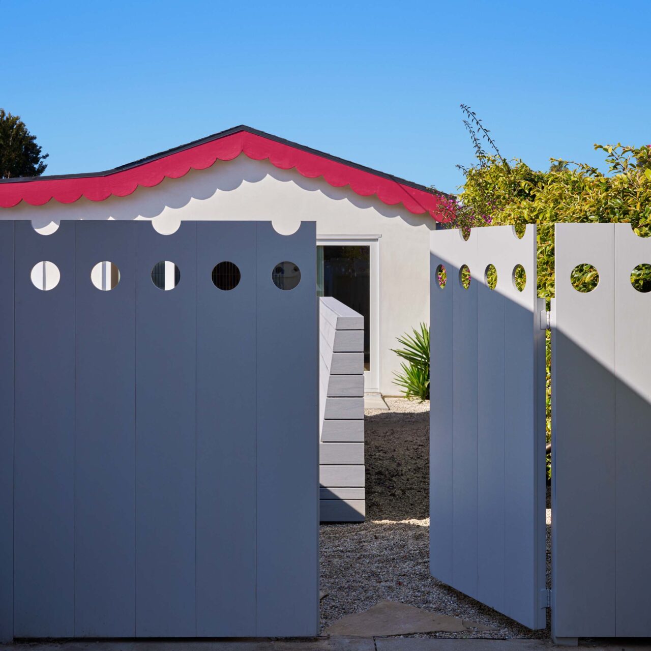 an entry gate with cutouts