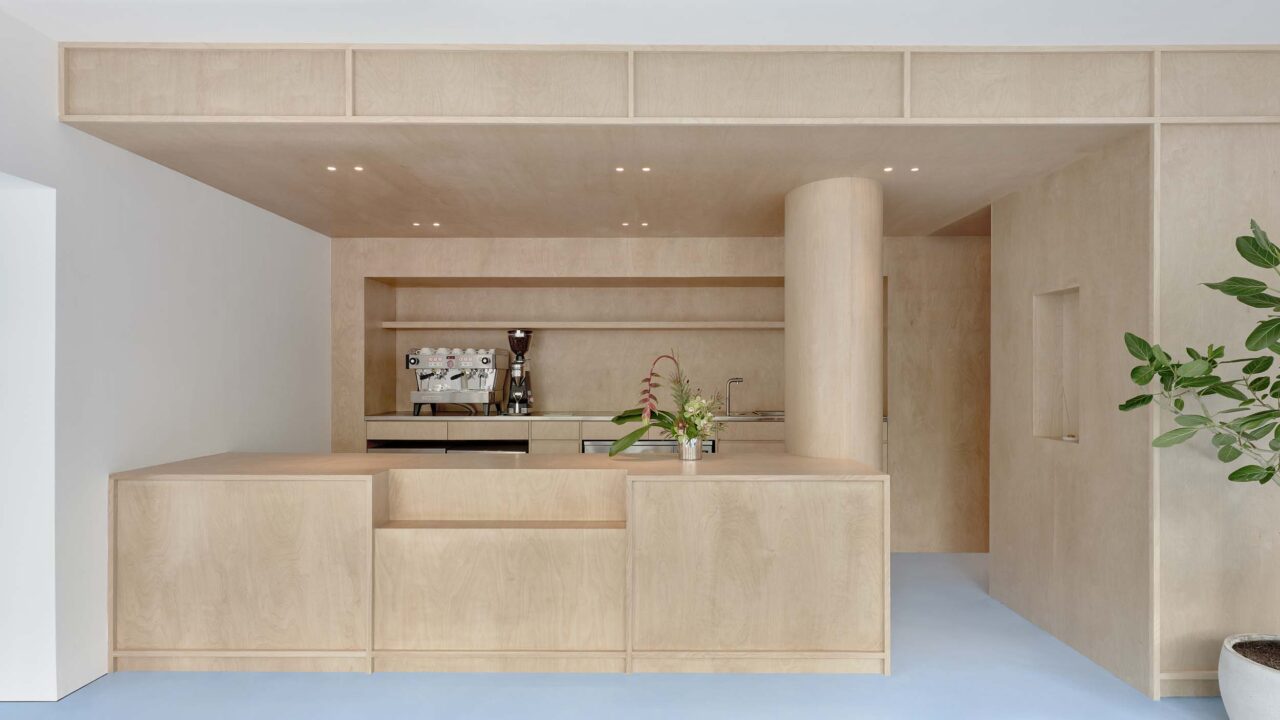 counter and columns made from wood