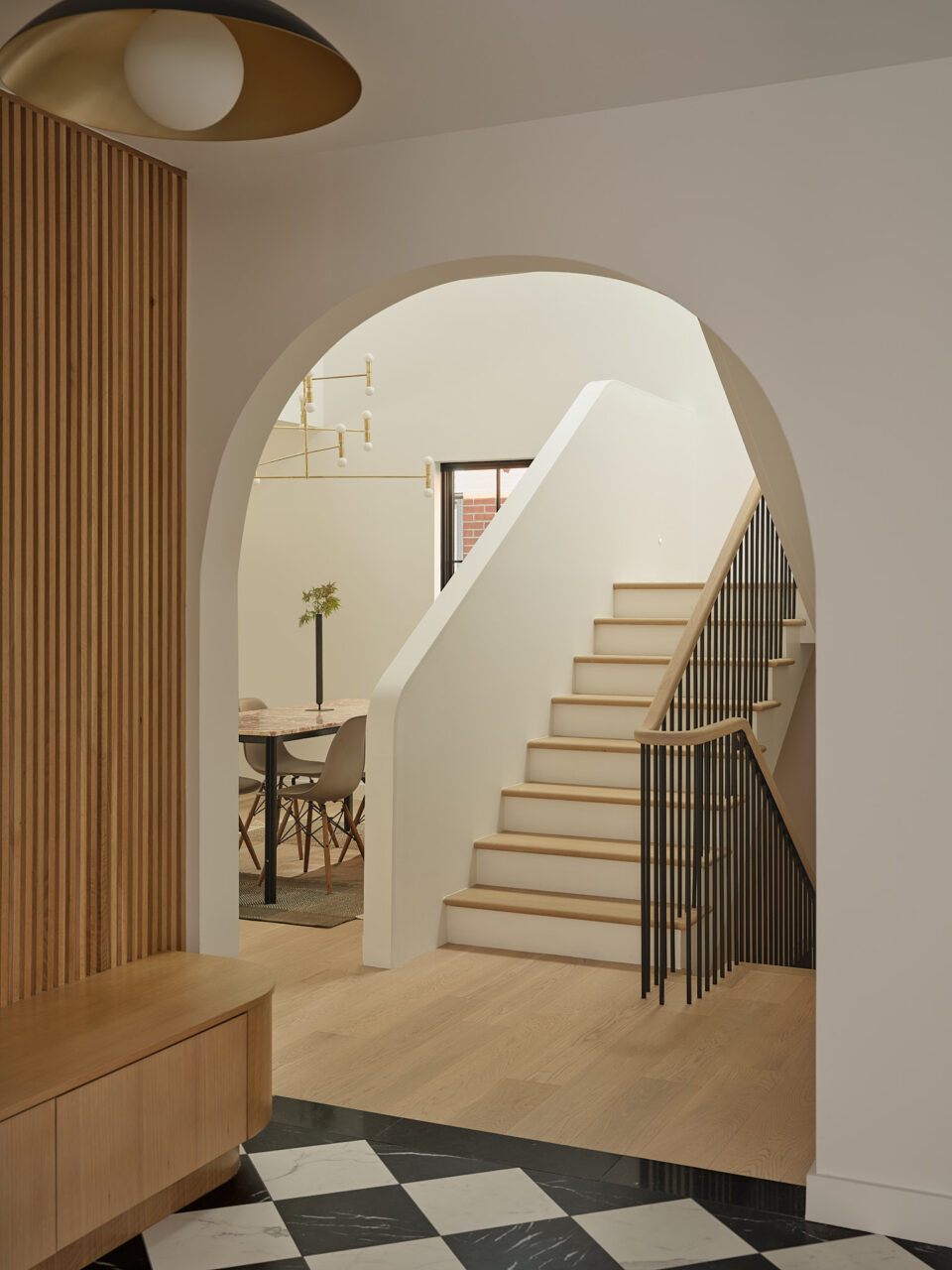 staircase under archway
