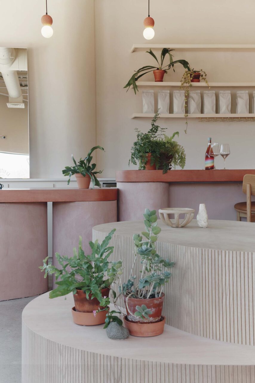 terra-cotta colors in cafe