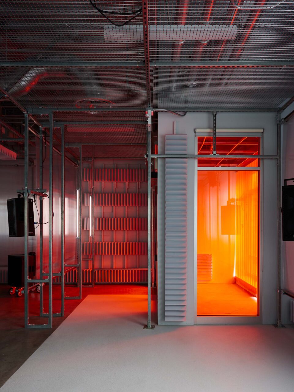 plastic curtains with orange lighting