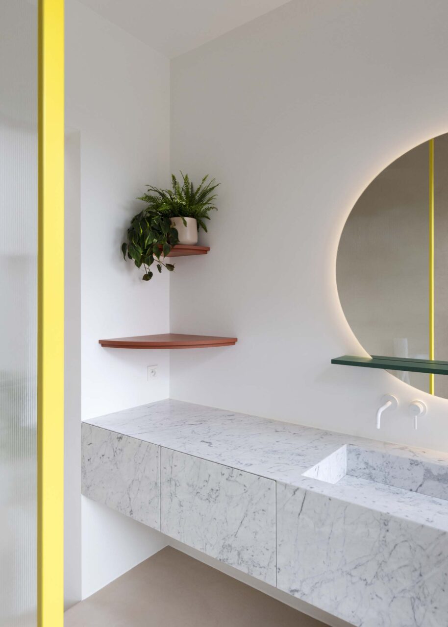 bathroom with pops of color