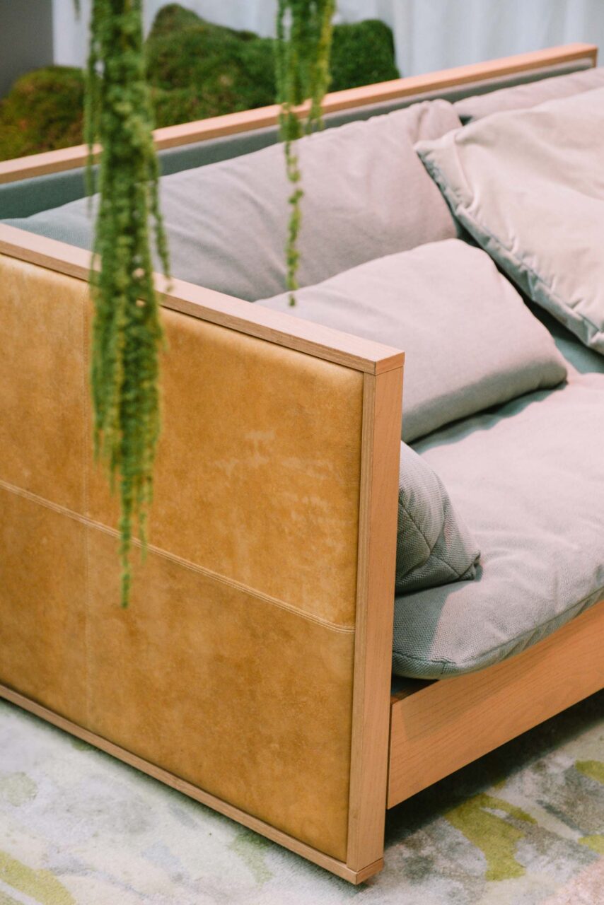 sofa with mushroom leather