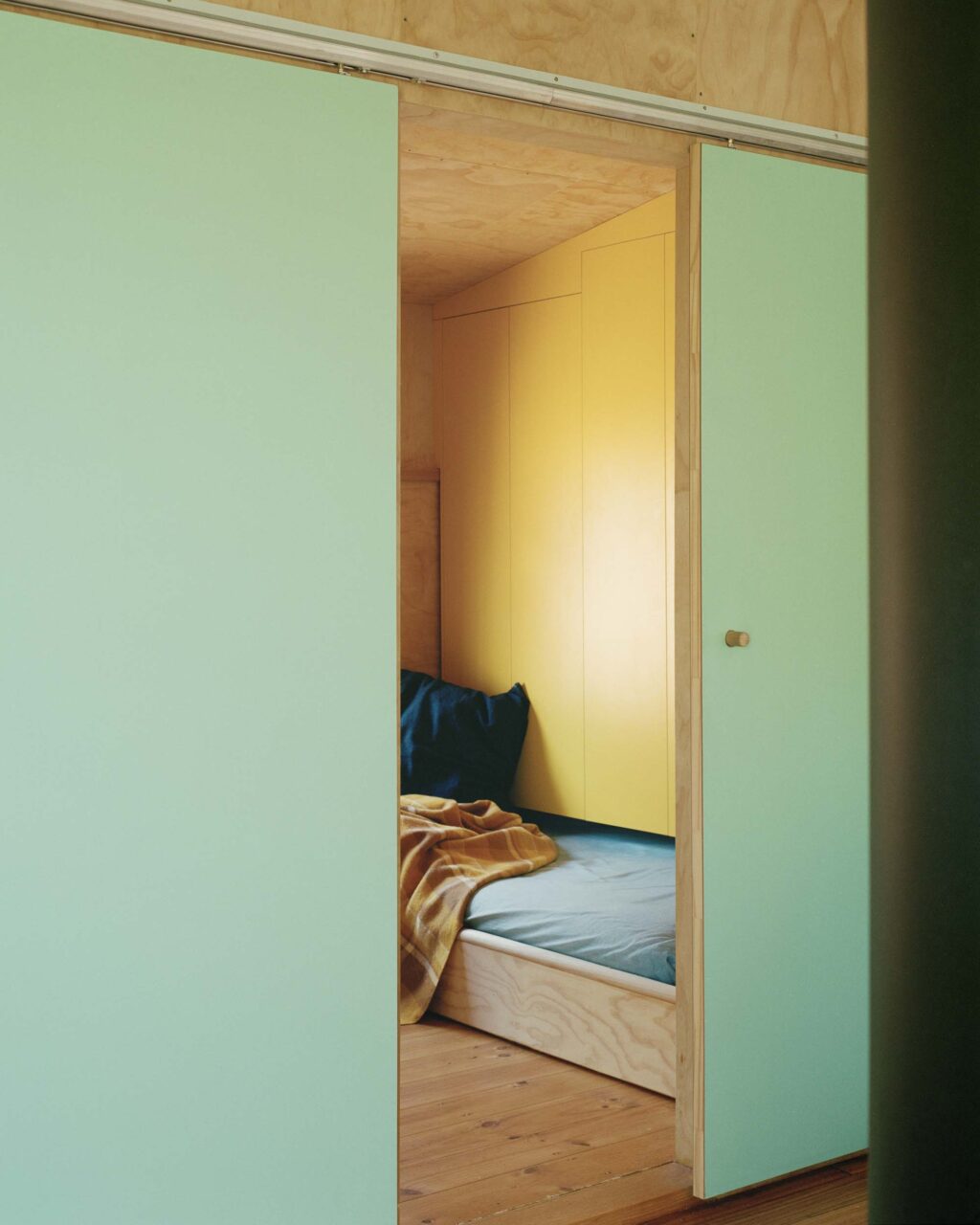 green doors to bedroom