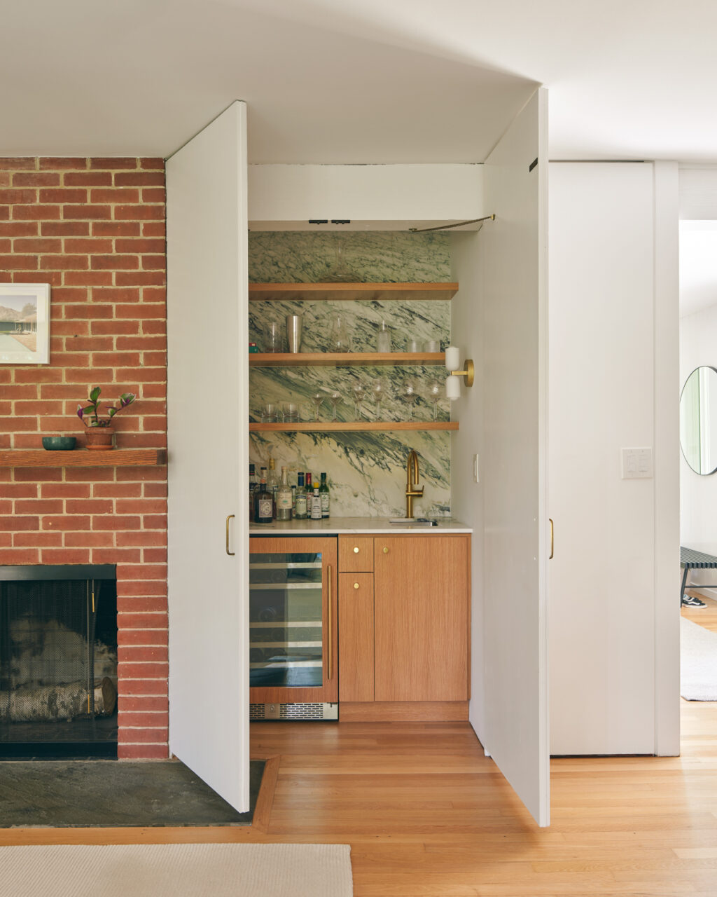 doors open to a wet bar in Connecticut