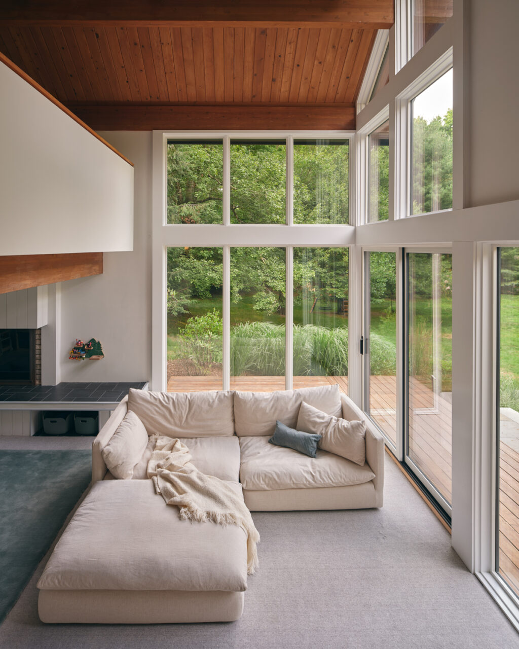 windowed room with big couch