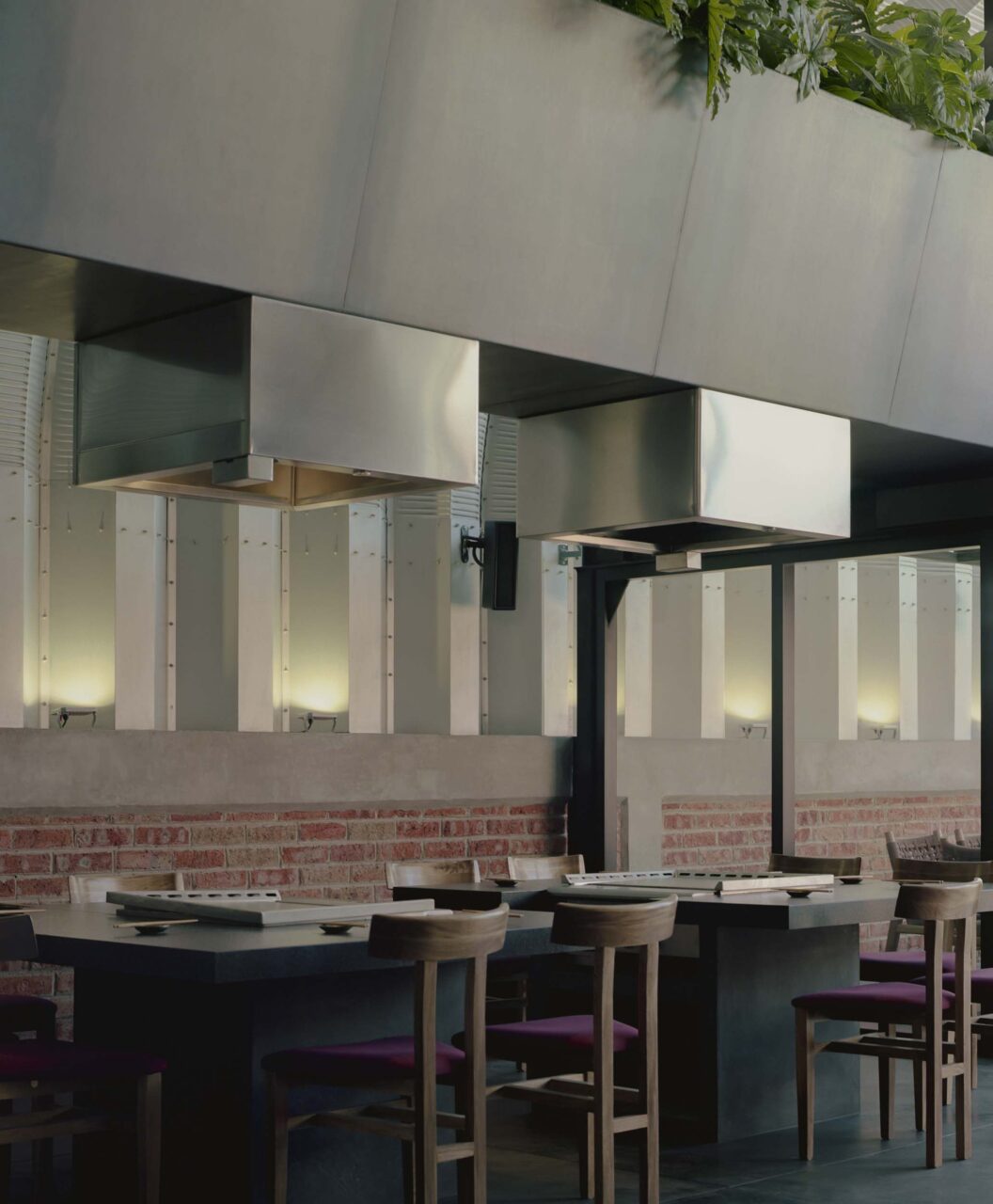 steel vents on planter in japanese eatery