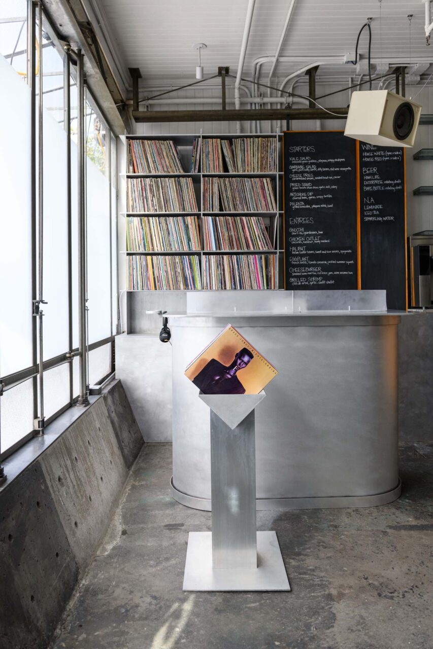 dj stand with dj booth in metal