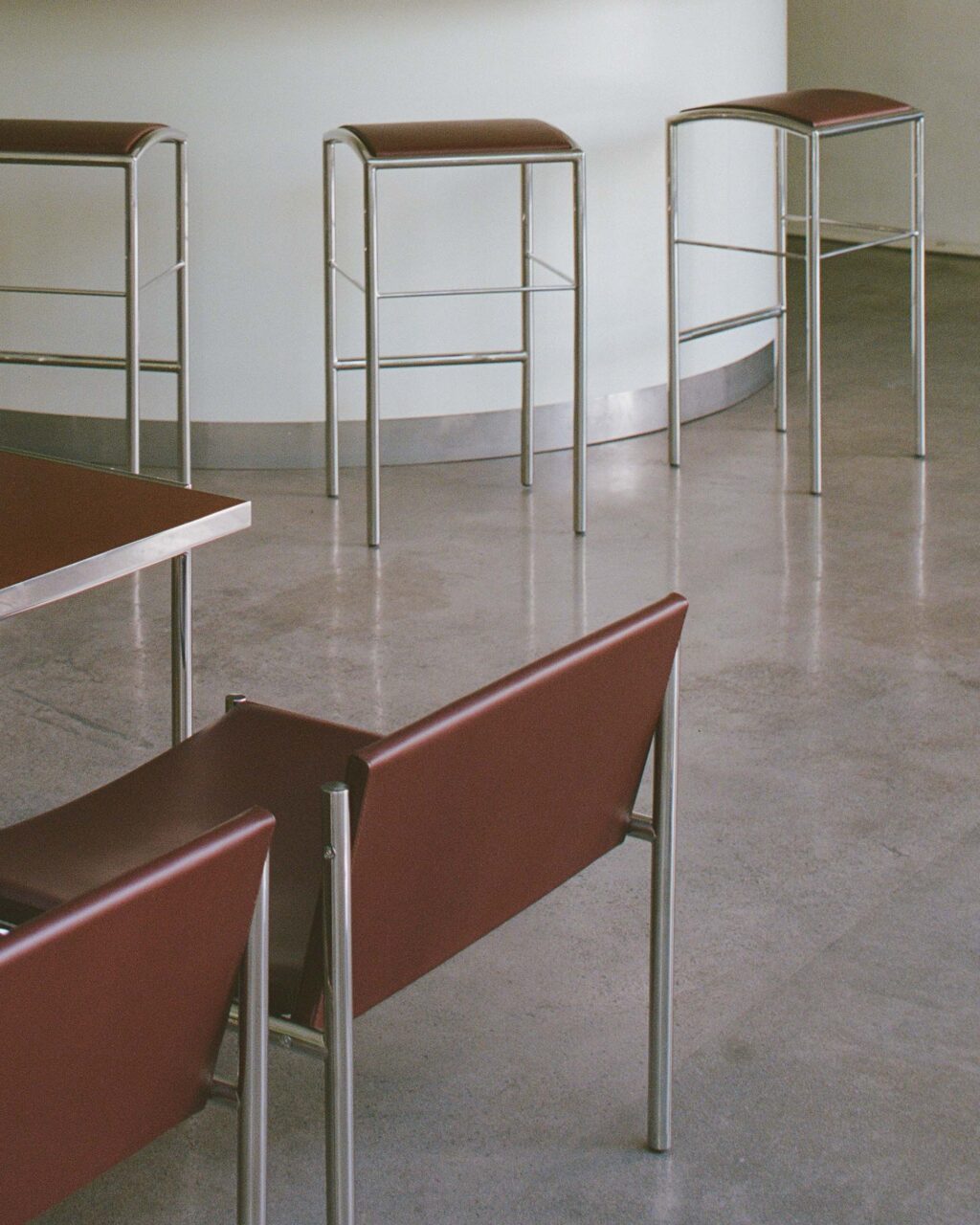 bar and table chairs in leather