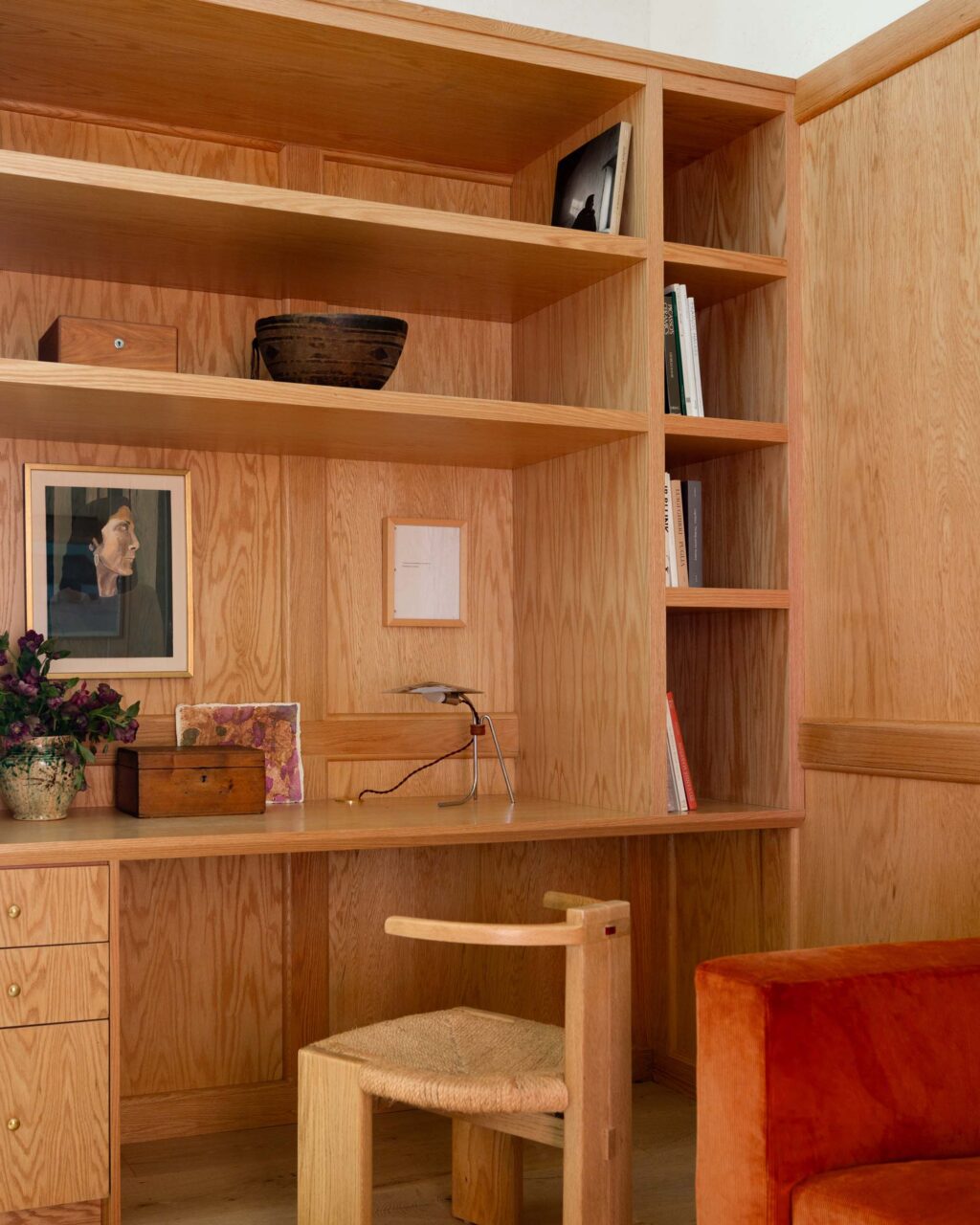 millwork for built-in shelves and desk