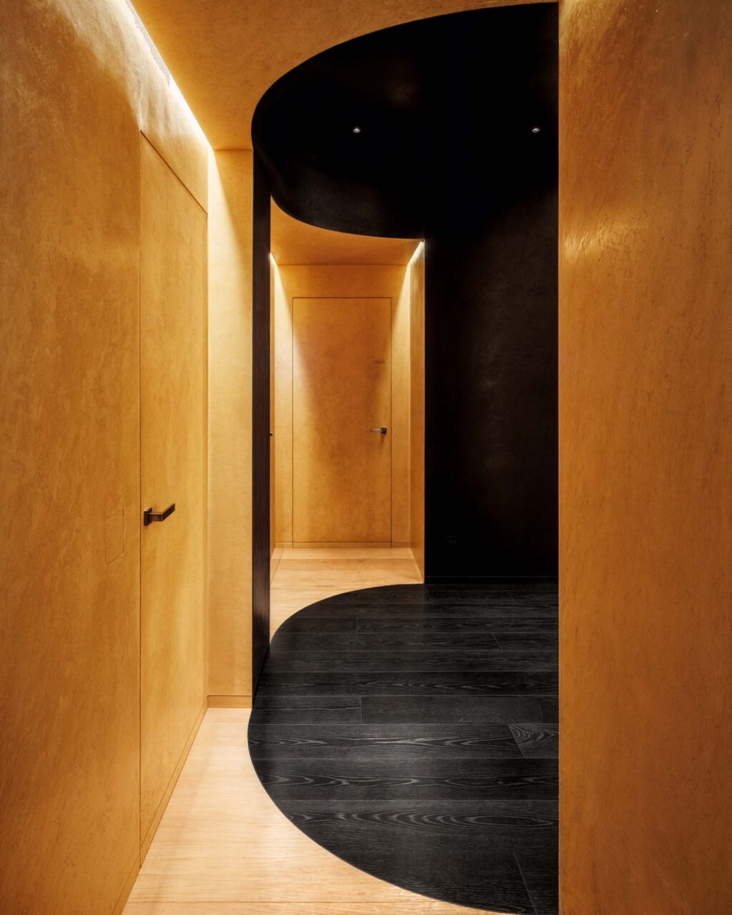 hallway with doors in curves