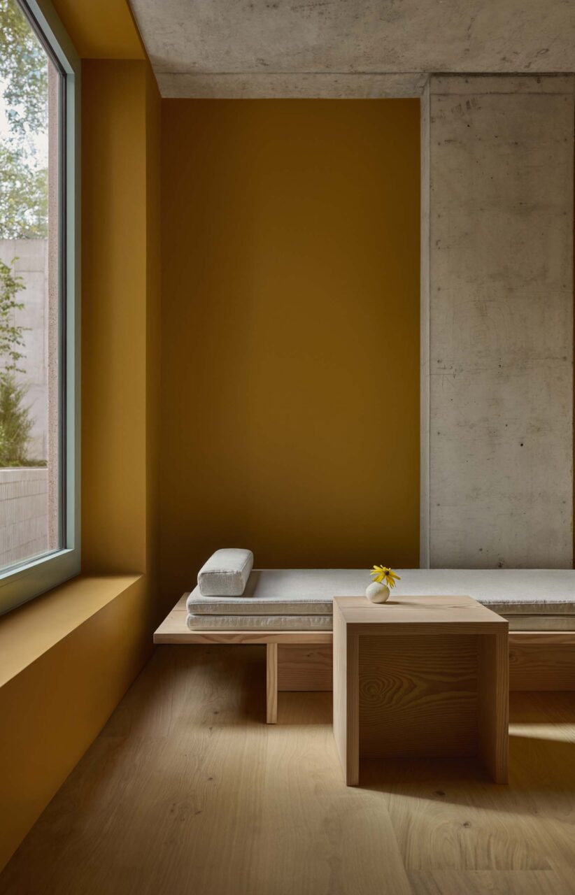 room with orange paint