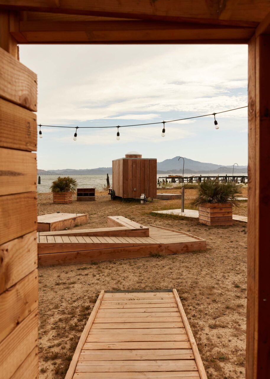 series of saunas and walkways