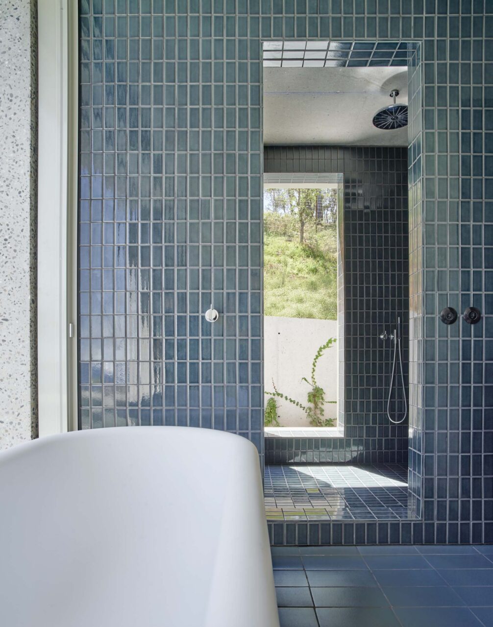 bathroom in blue tiles
