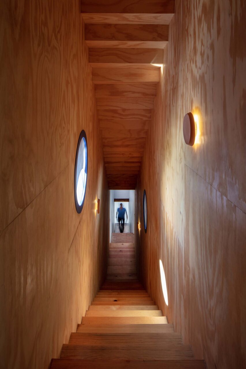 staircase with portholes
