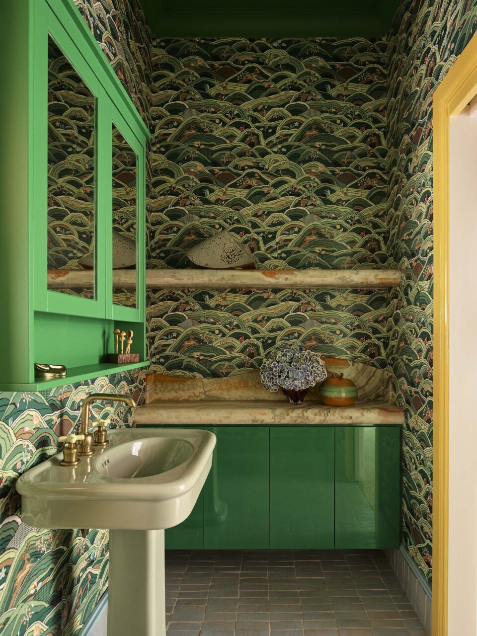 bathroom in bright green