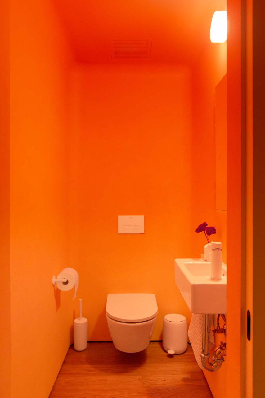 bright orange bathroom